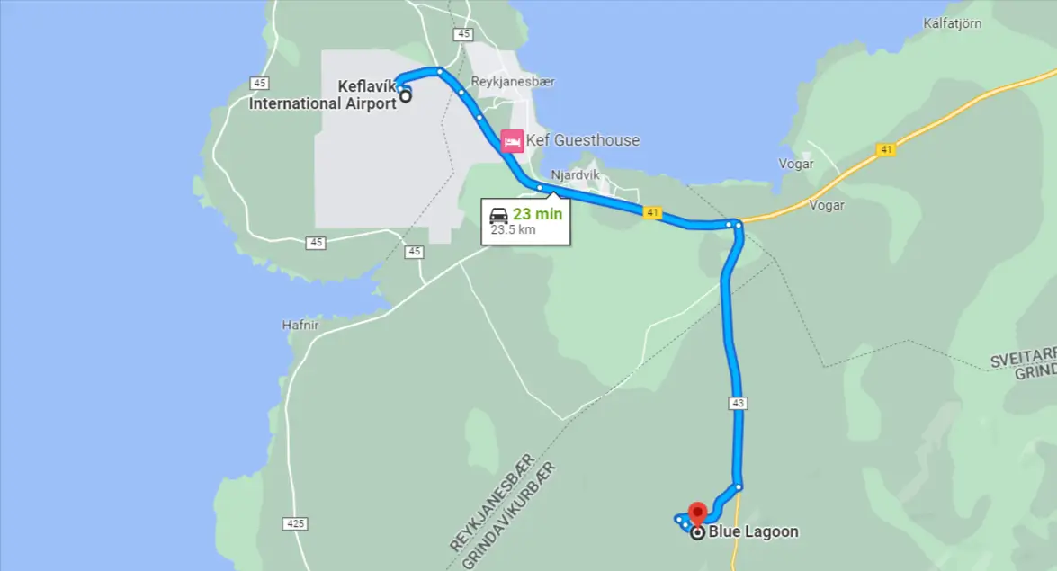How much taxi from keflavik airport to blue lagoon?