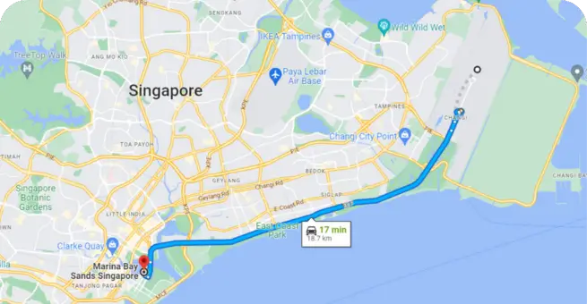 How much taxi fare from changi airport to marina bay sands?